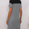 Striped Round Neck Short Sleeve Mini Tee Dress