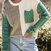 Color Block Round Neck Long Sleeve Sweater