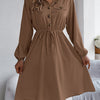 Collared Neck Long Sleeve Dress with Pockets