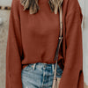 Textured Round Neck Long Sleeve Sweater