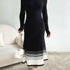 Contrast Mock Neck Long Sleeve Sweater Dress