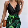 Surplice Spaghetti Strap Top and Printed Mini Skirt Set