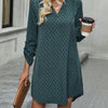 Printed V-Neck Long Sleeve Mini Dress