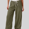 Contrast Waistband Drawstring Wide Leg Pants