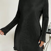 Honey Plus Size Lettuce Hem Round Neck Long Sleeve Dress