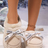 Bow Suede Platform Plush Slippers