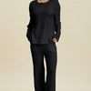 Double Take Full Size Cable-Knit Long Sleeve Top and Pants Set