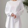 Smocked Cuff Round Neck Long Sleeve T-Shirt