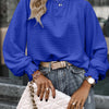 Smocked Frill Mock Neck Long Sleeve Blouse