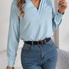 V-Neck Long Sleeve Blouse