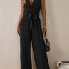 Tied Surplice Sleeveless Wide Leg Jumpsuit