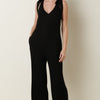 Mittoshop Rib Knit V-Neck Cross Back Jumpsuit