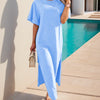 Slit Round Neck Half Sleeve Tee Dress