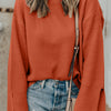 Textured Round Neck Long Sleeve Sweater