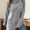 Asymmetrical Hem Cowl Neck Long Sleeve T-Shirt