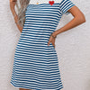 Striped Round Neck Short Sleeve Mini Tee Dress