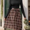 Plaid Mock Neck Long Sleeve Dress