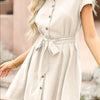 Tied Button Up Short Sleeve Dress