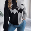 Contrast Round Neck Long Sleeve Sweater