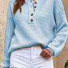 Round Neck Ribbed Button-Down Sweater