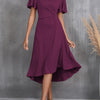 Round Neck Flutter Sleeve Midi Dress