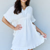 Ninexis Out Of Time Full Size Ruffle Hem Dress with Drawstring Waistband in White