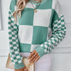 Color Block Round Neck Long Sleeve Sweater