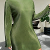 Honey Plus Size Lettuce Hem Round Neck Long Sleeve Dress