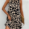 Tied Leopard Round Neck Tank Dress