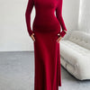 Devine Ruched Long Sleeve Maxi Dress