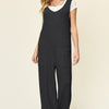 Double Take Full Size Texture Sleeveless Wide Leg Jumpsuit