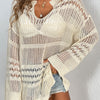 Cutout Notched Long Sleeve Cover-Up