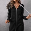 Ivy Lane Leopard Spliced Drawstring Zip Up Hoodie Dress