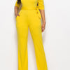 Mock Neck Tie-Waist Half Sleeve Jumpsuit