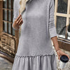 Frill Turtleneck Long Sleeve Dress