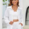 Button Up Long Sleeve Top and Shorts Set