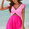 Cutout V-Neck Cap Sleeve One-Piece Swimwear