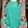 Printed Round Neck Long Sleeve Blouse