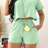 Full Size Round Neck Short Sleeve Top and Shorts Set