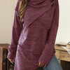 Asymmetrical Hem Cowl Neck Long Sleeve T-Shirt