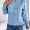 Ruffled Round Neck Long Sleeve Sweater