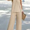 Crisscross Sleeveless Top and Wide Leg Pants Set