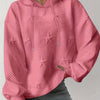 Plus Size Star Texture Long Sleeve Drawstring Hoodie