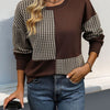 Color Block Round Neck Long Sleeve Sweatshirt