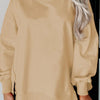 Exposed Seam Round Neck Long Sleeve Sweatshirt