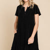 Culture Code Full Size Notched Short Sleeve Dress