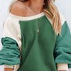 Color Block Round Neck Long Sleeve Sweatshirt