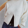 Round Neck Half Zip Long Sleeve Sweater