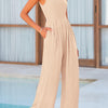 Mock Neck Sleeveless Wide Leg Jumpsuit