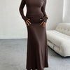 Devine Ruched Long Sleeve Maxi Dress